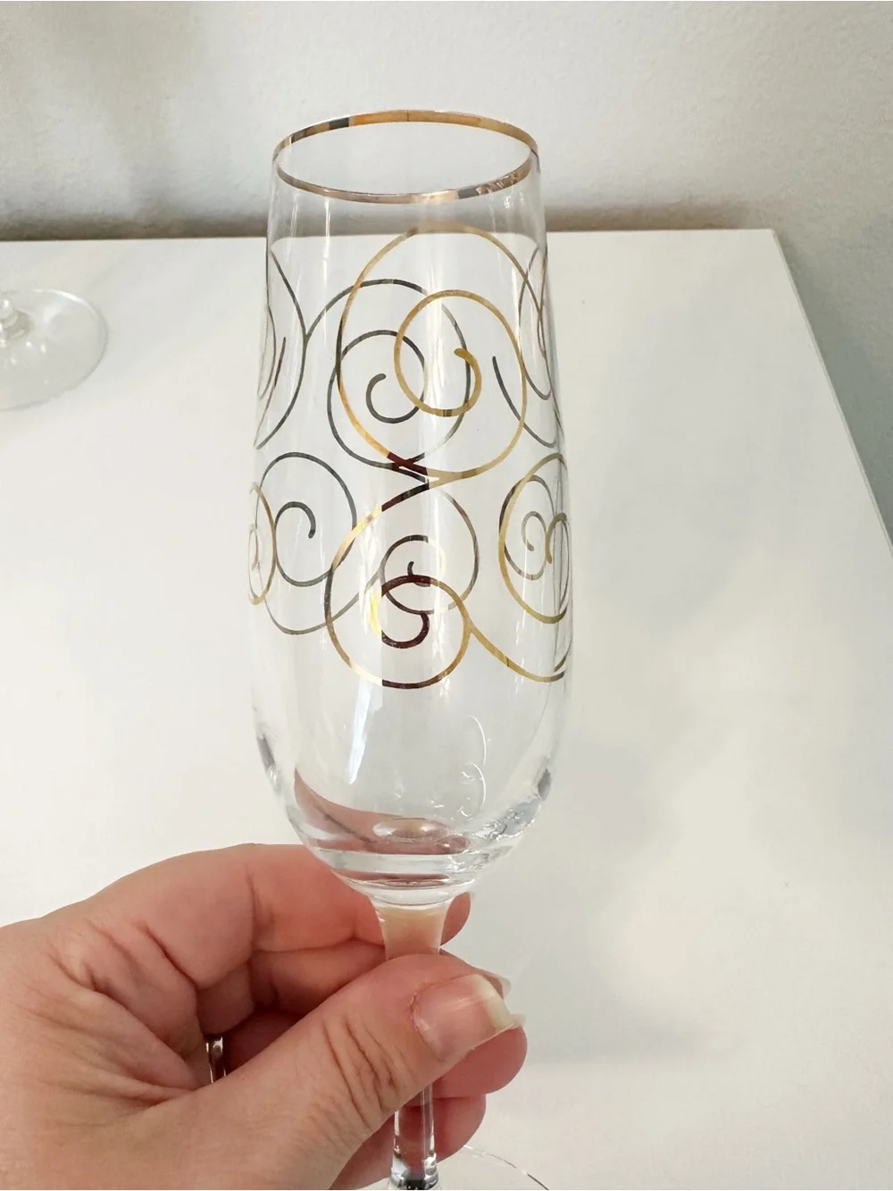 Pier 1 Elegant Gold Swirl Champagne Flutes - Set of 6